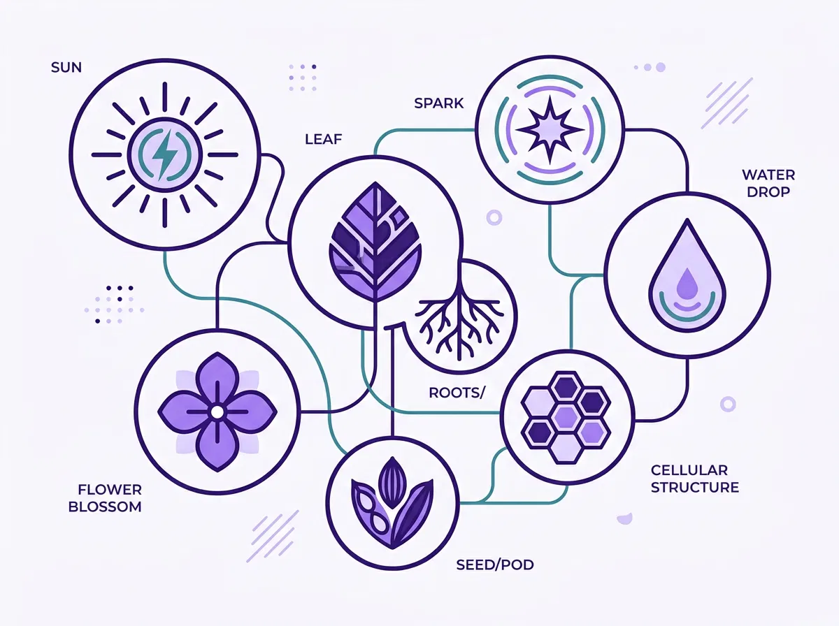 Icoon-infographic energie, voeding en plantenextracten - abstracte flat design